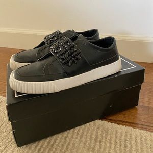 Karl Lagerfeld black crystal leather sneakers 7